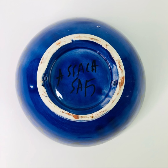Handmade Moroccan Decor Bowl Royal Blue Pottery Diameter 6.5" Signed ASSACA - Picture 3 of 7